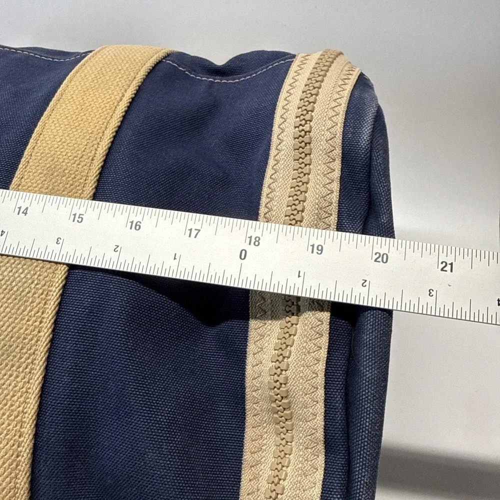 Vintage Rust Pond Workshop Duffle Bag Blue Expandable Thick Canvas 20-31